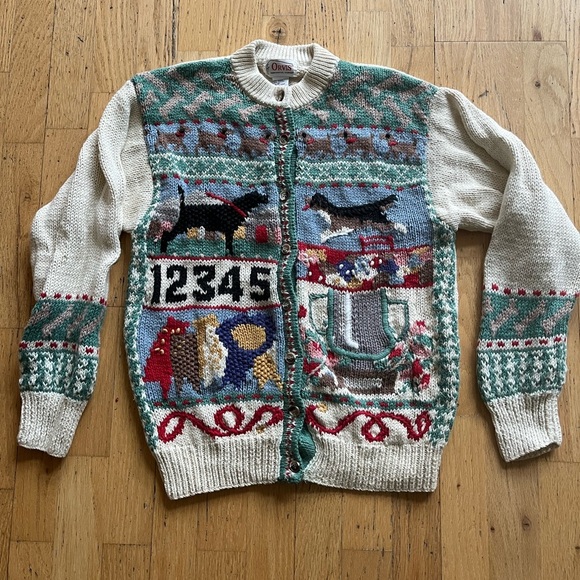 Orvis Sweaters - Vintage Orvis Knit Sweater with Dog pattern. Size M